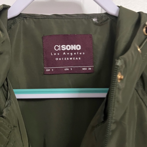 Olive Green Hooded Rain Windbreaker Jacket - Picture 6 of 13